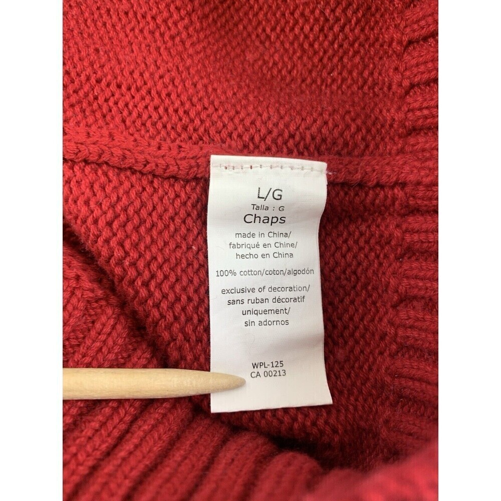 BOGO Chaps Ralph Lauren Red Crewneck Sweater Cotton Pullover Ribbed Hem Mens L - Picture 8 of 11